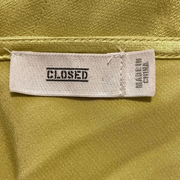 CLOSED Eden Top Charmeuse Tank Top 100% Viscose Chartreuse Green Yellow Medium - Picture 7 of 14